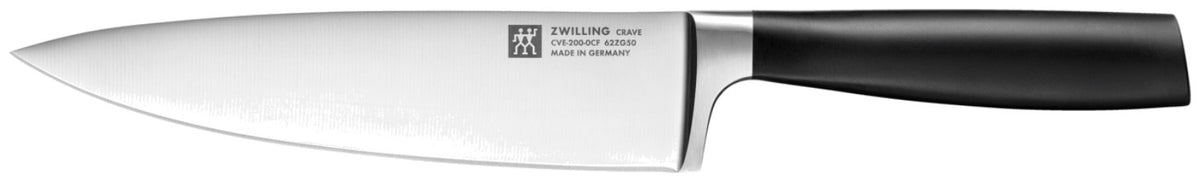 Zwilling Crave Kochmesser 20cm mit mehrfarbigem Griff, eisgehärteter Klinge und ergonomisch geformtem Griff, freigestellt fotografiert.