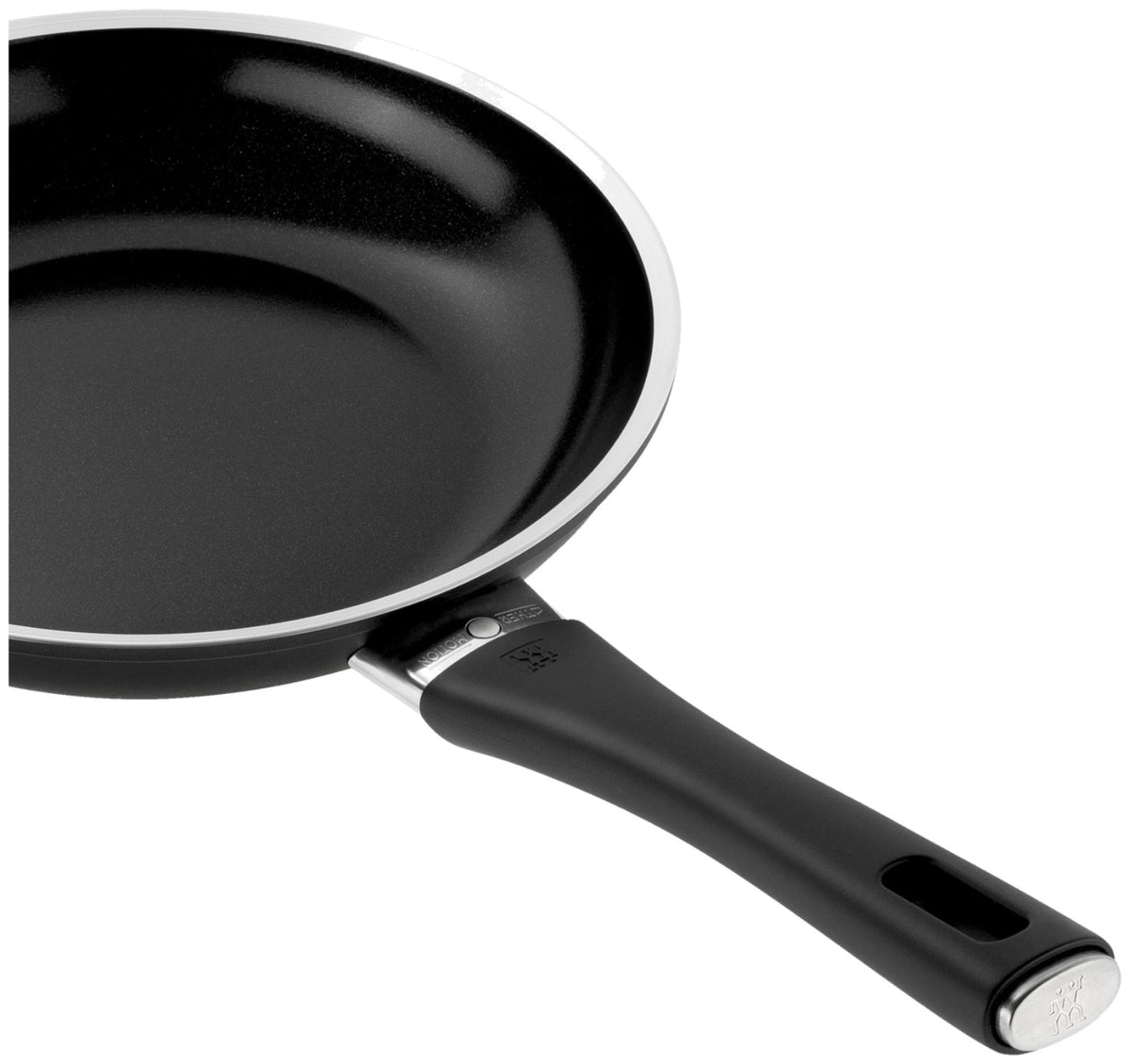 Schwarze Bratpfanne aus Aluminium mit Keramikbeschichtung, rundem Boden und Griff, Modell Lumotion 28cm von Zwilling
