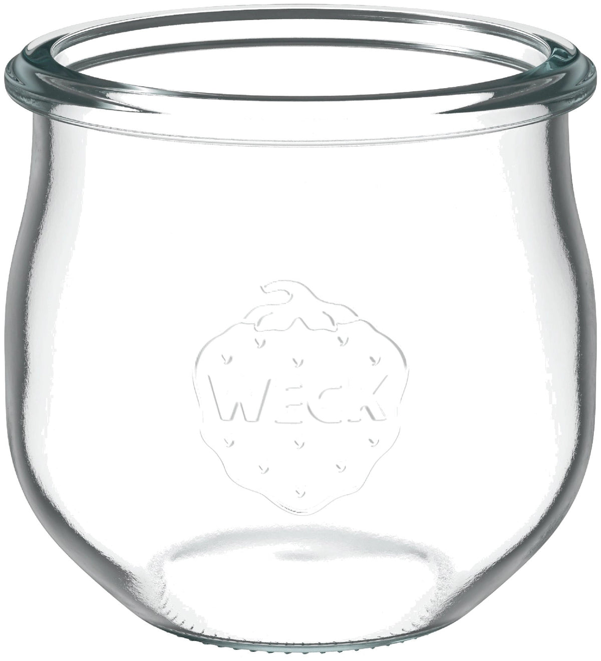 Sechs transparente Weck Tulpengläser ohne Deckel mit tulpenförmiger Silhouette
