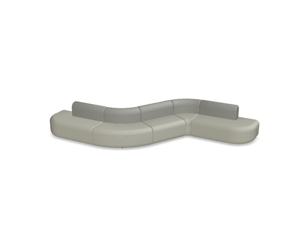 Modulares Sofa Artiko von Mdd in Hellgrau mit gepolsterter Sitz- und Rückenfläche, Metallgestell und abgerundeten Formen.
