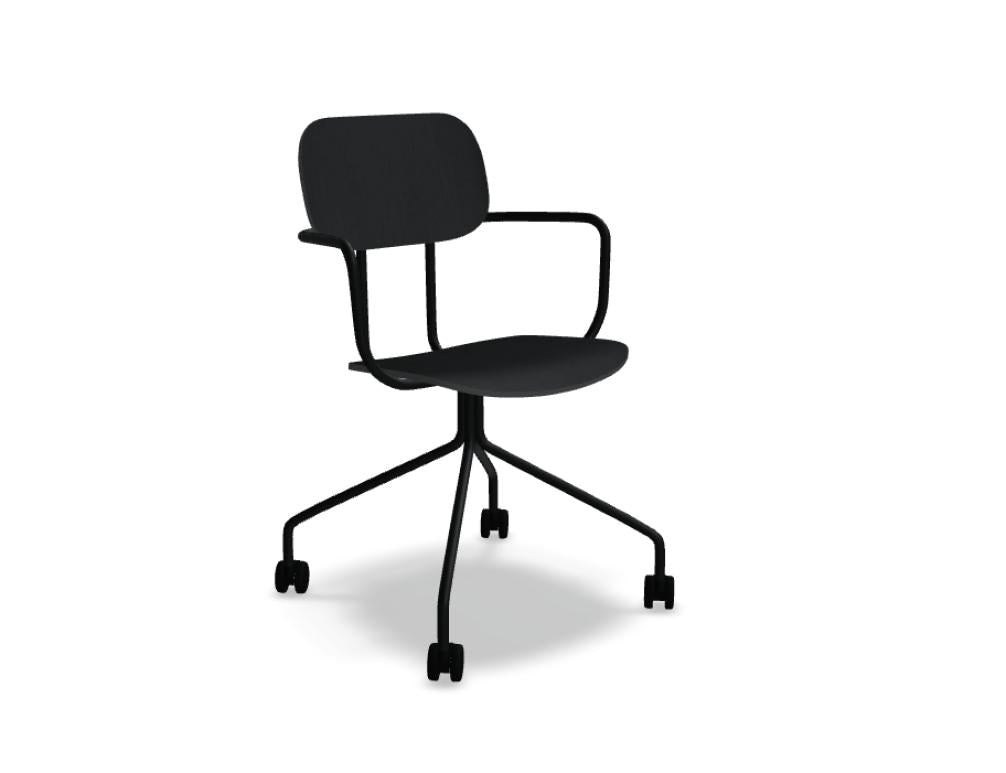 New School N1N03K Stuhl von Mdd aus Sperrholz mit festem Gestell auf Rollen, modern und mobil fürs Büro