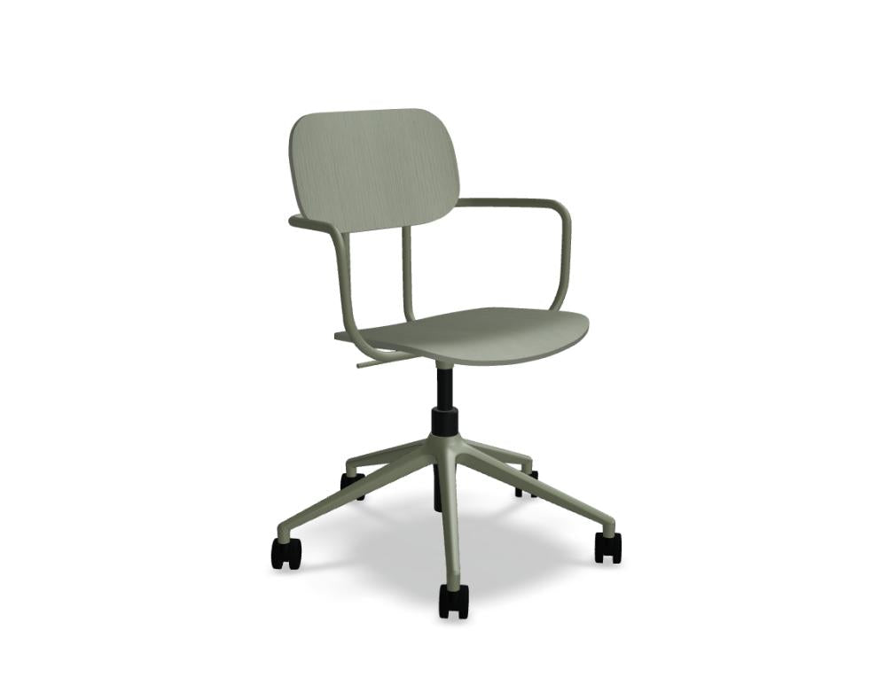 New School N1N08K Drehstuhl von Mdd mit Sperrholzschale, Rollen und verstellbarer Sitzhöhe für flexible Arbeitsplätze