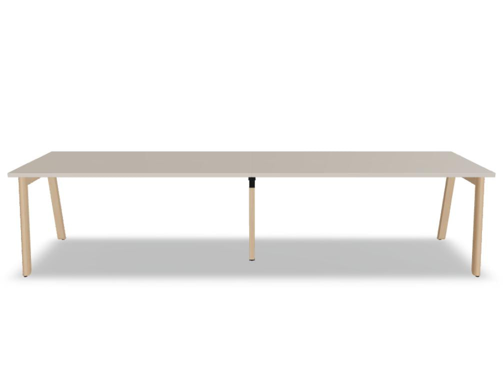 Ogi B BOB040E2 Schreibtisch von Mdd mit Holzplatte, weißem Gestell und funktionalem Kabeldurchlass fürs Büro