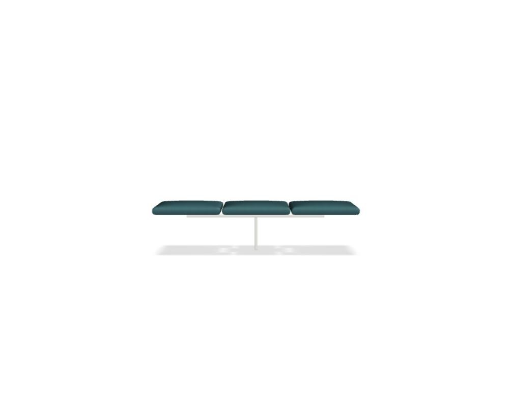 Modulares Sofa Agora von Mdd in Perlweiss mit gepolsterter Rückenlehne, Holzfurnierplatte und Metallgestell auf Füssen.