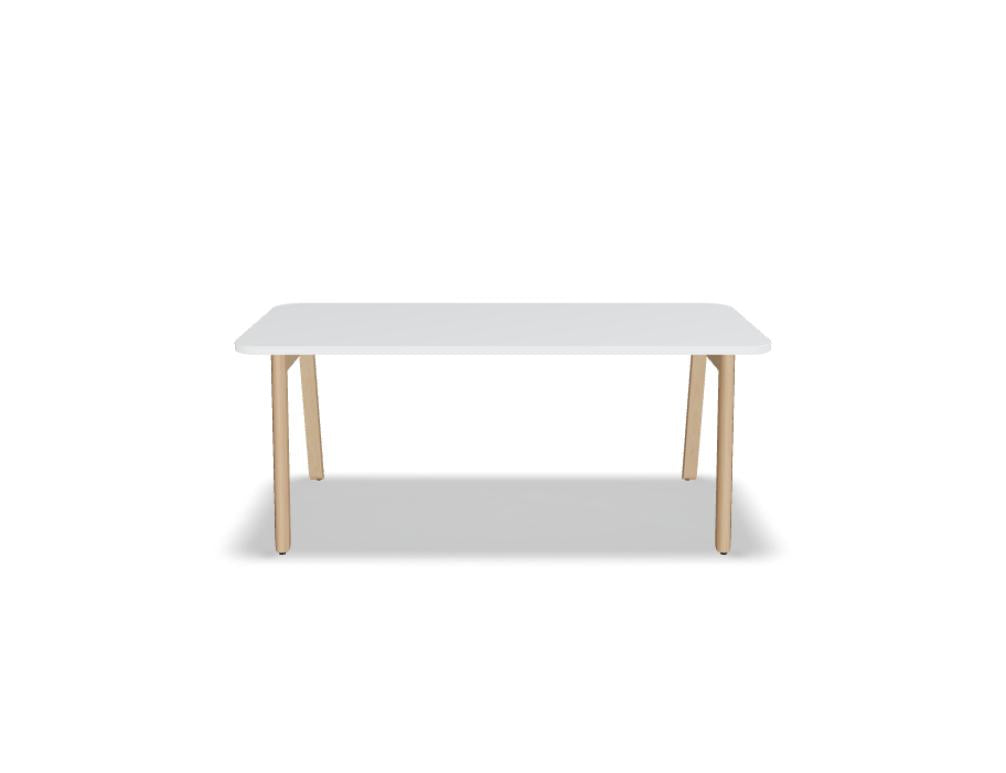 MDD Ogi B BOBZ050 Schreibtisch mit hellem Holzdekor, weißen Metallbeinen und schlichtem Design fürs Büro