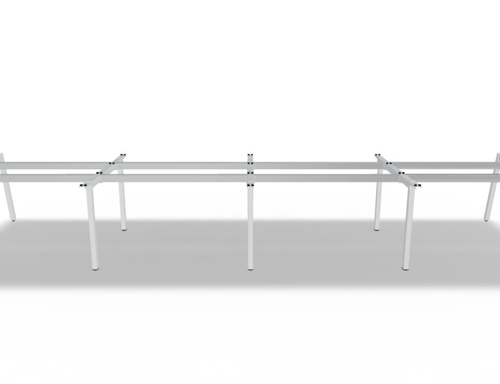 Doppelschreibtisch Ogi M Bench von Mdd mit Melamin-Tischplatte in Honigeiche und schwarzem Metallgestell, für zwei Arbeitsplätze.
