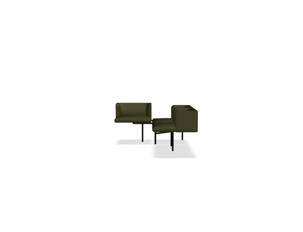 Modulares Sofa Agora von Mdd in Perlweiss mit gepolsterter Rückenlehne, Holzfurnierplatte und Metallgestell auf Füssen.