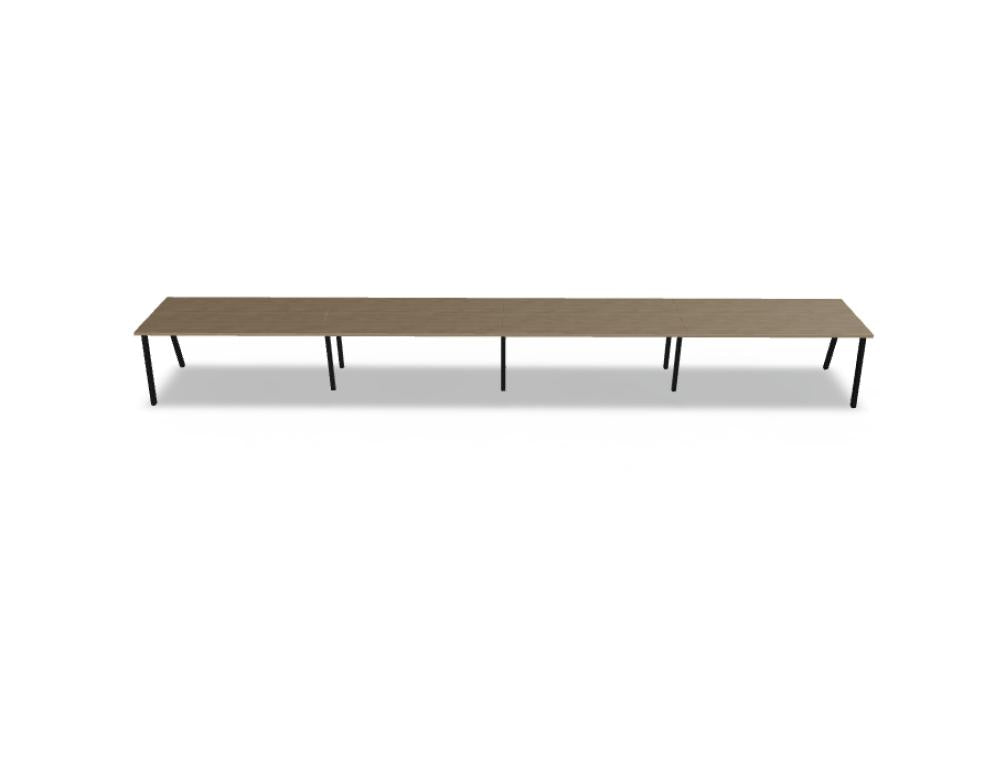 Ogi M BOM04E4 Schreibtisch von Mdd mit weißer Platte, Holzbeinen und schwarzer Sichtblende im modernen Bürodesign