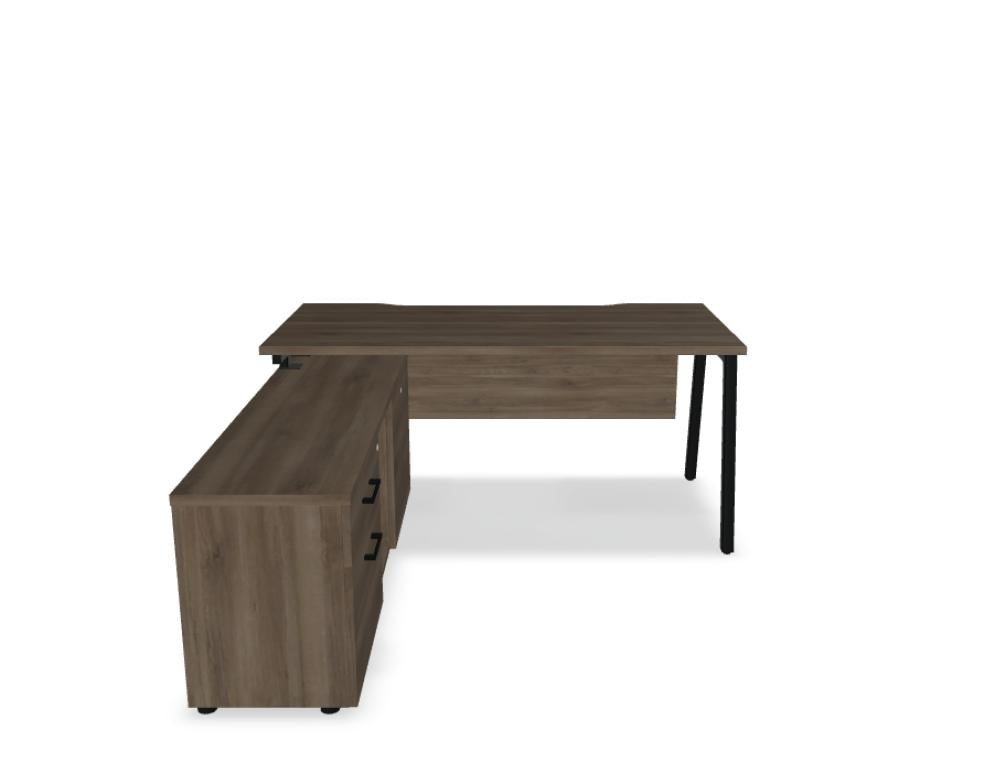 Hochwertiger Ogi M BOM20 Schreibtisch mit integrierem Schrank, moderner Holzoptik, geräumig, effiziente Aufbewahrung, ideal für HomeOffice