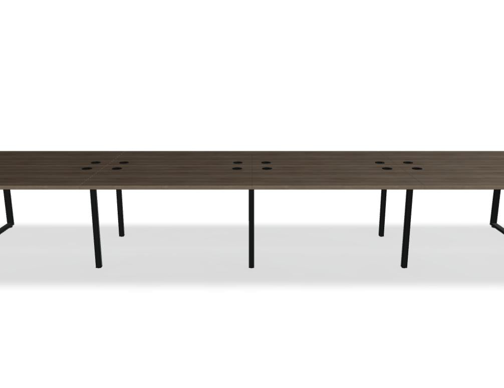 Ogi Q Bench BOQ42E4 Doppelschreibtisch von Mdd mit zwei Arbeitsplätzen, hellem Holzdekor und stabilem Gestell im Studio
