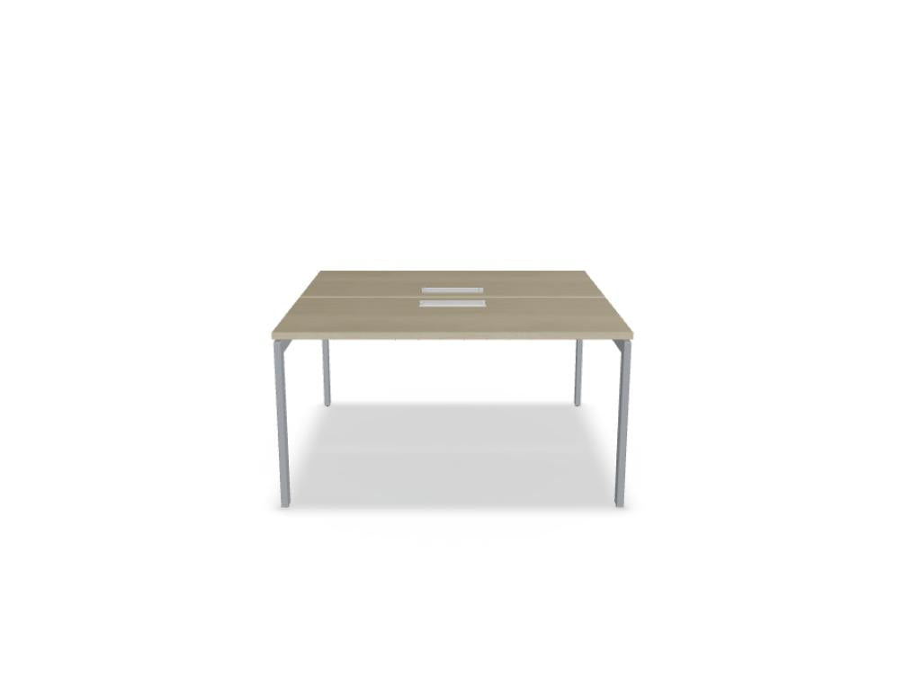 Ogi U-Bench BOU44 Doppelschreibtisch: elegantes Nussholz-Finish, robuste Stahlkonstruktion, geräumige Arbeitsflächen, modernes Design, ideal für Home-Office