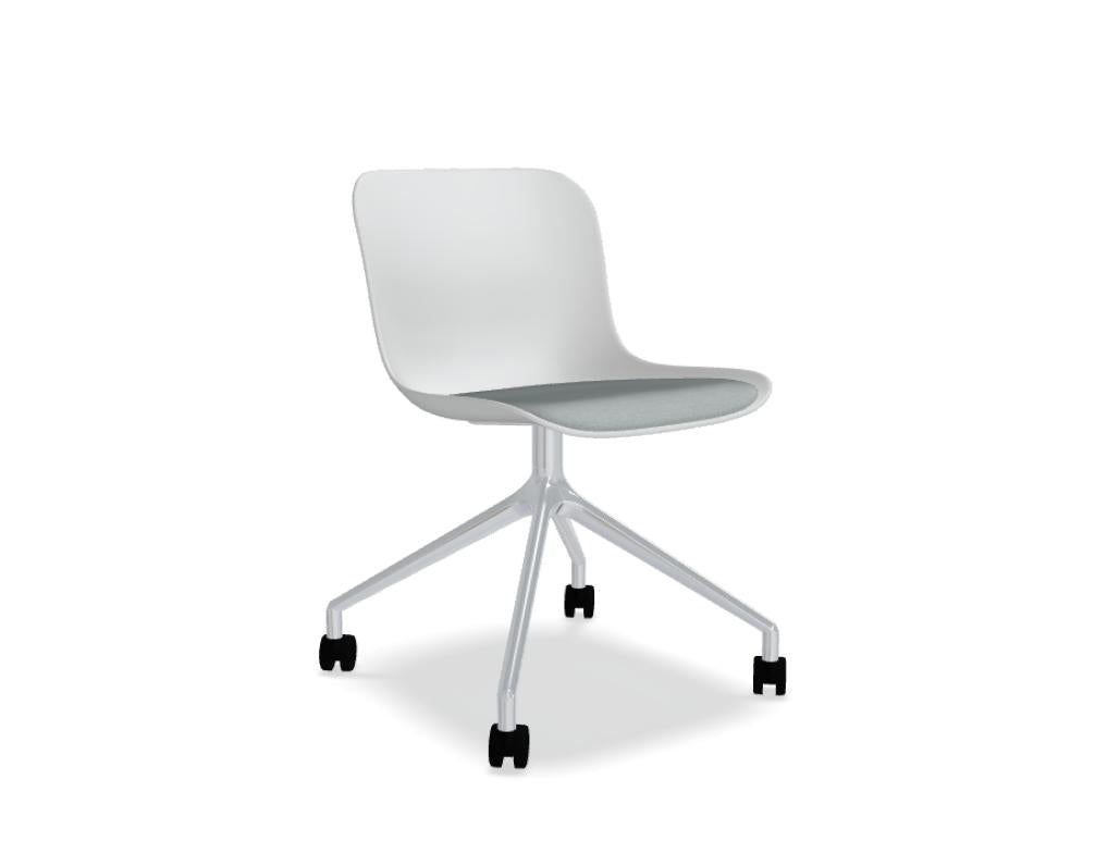 Stuhl Baltic 2 Remix BLK3PP19K mit poliertem Aluminiumgestell, drehbar, Schale in Schwarz, mit Rollen – modernes Bürodrehstuhl-Design
