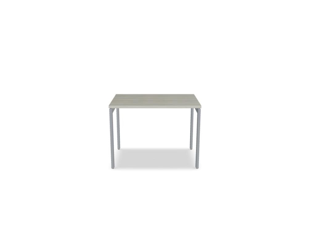 Schreibtisch Ogi U von Mdd mit Tischplatte in Honigeiche und pulverbeschichtetem, schwarzem Metallgestell im minimalistischen Design.