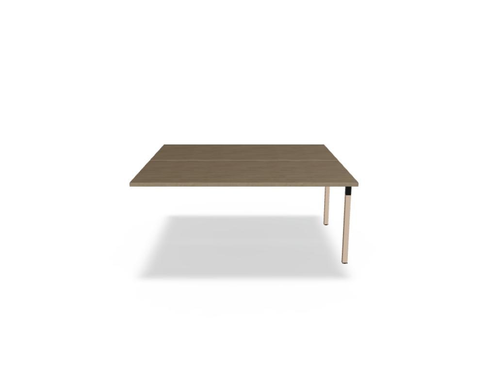 Doppelschreibtisch Ogi W Bench mit Platte in Honigeiche, Gestell aus Eschenholz und schwarzem Metallrahmen, für zwei Arbeitsplätze.