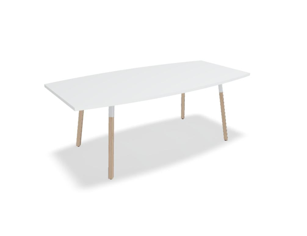 Esstisch Ogi W PLD12P mit schlanken Holzbeinen, heller Tischplatte, elegantes Design für moderne Wohnräume, aus langlebigem Holzton