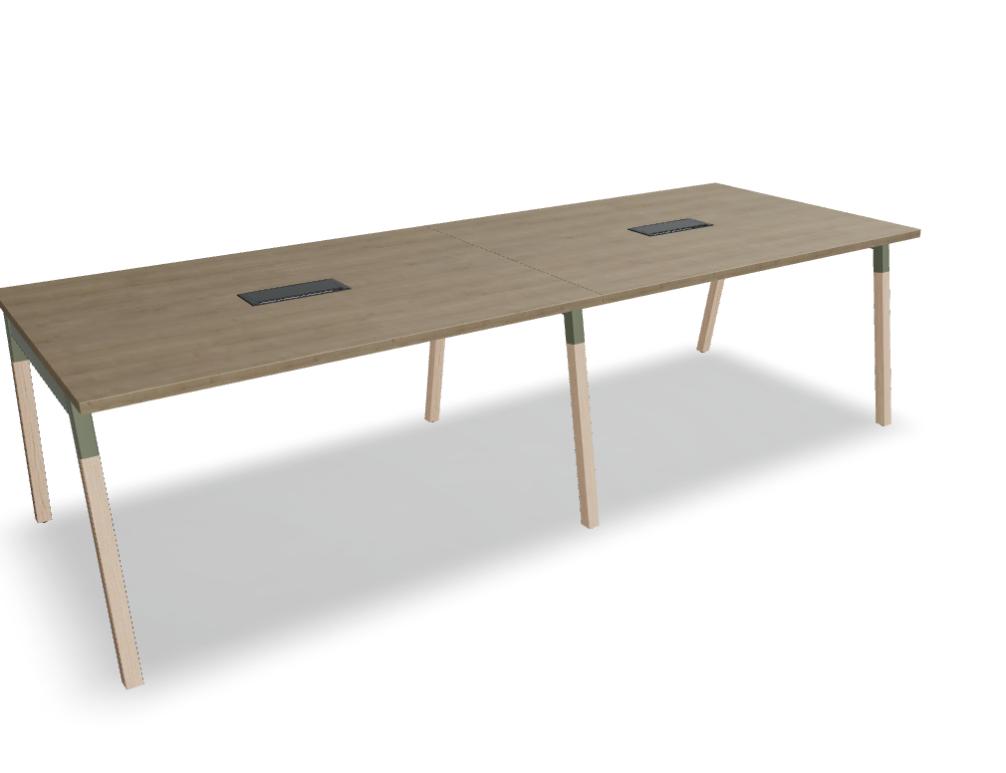 Ogi W SW114E2 Konferenztisch von MDD mit heller Tischplatte, schrägen Holzbeinen und modernem Design fürs Meeting