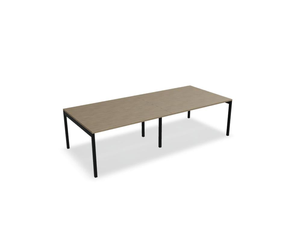Bild eines modulbaren Ogi Y Bench BOY54E2 Doppelschreibtisch-Setups in moderner Holzoptik, ideal für Zwei-Arbeitsbereiche, robuster Schreibtisch mit klaren Linien