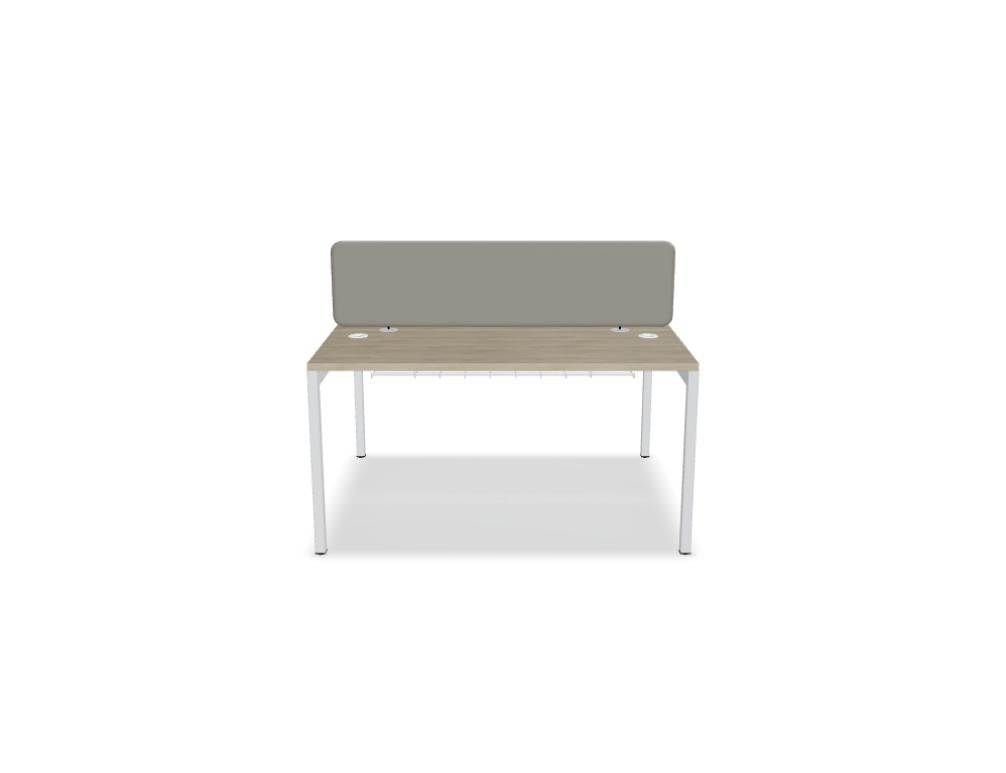 Ogi Y Bench BOY54: moderner Doppelschreibtisch aus Holz mit klaren Linien, zwei Arbeitsflächen, integrierten Aufbewahrungsfächern und minimalistischem Design