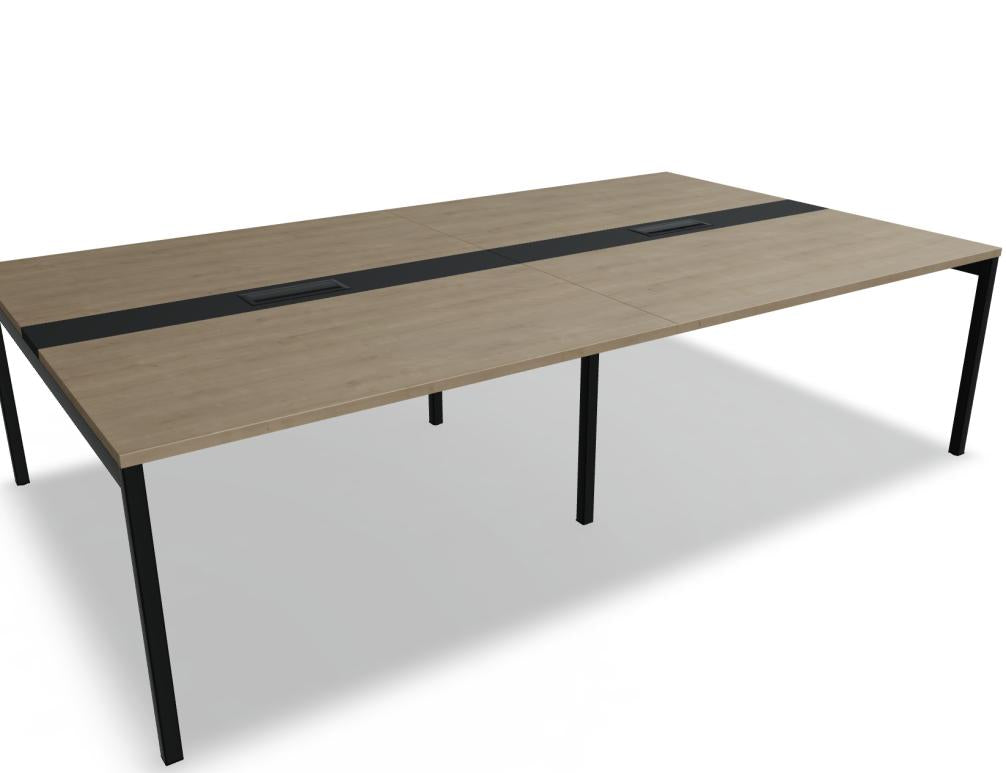 Mdd Ogi Y SY04E2 Esstisch mit heller Holzplatte und schwarzem Y-Gestell, moderner Konferenztisch auf weißem Hintergrund