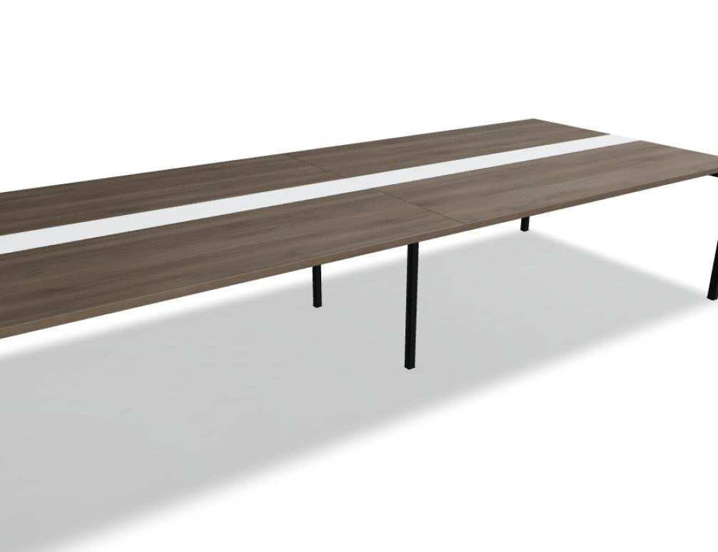 Bild eines eleganten Esstischs Ogi Y SY28E2 von Mdd, Holzstruktur, rechteckige Platte, zentrale Beinführung, warmes Licht, schlichtes skandinavisches Design in Esstisch-Kategorie