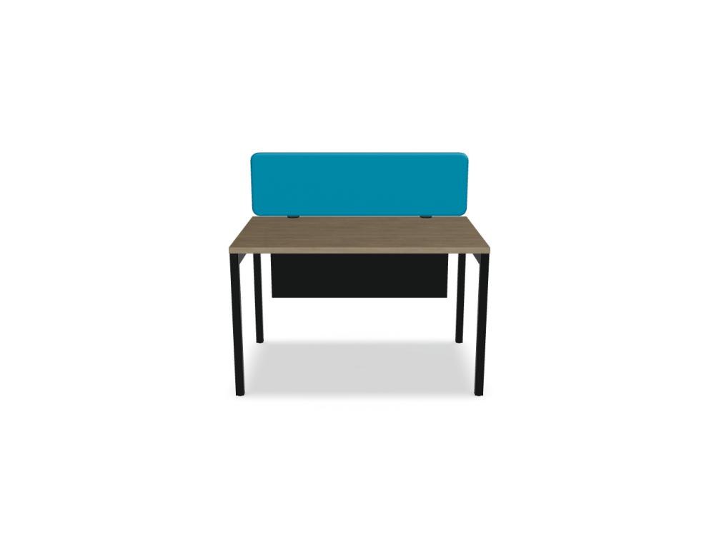 Schreibtisch Ogi Y von Mdd mit Tischplatte in Honigeiche und schwarzem Metallgestell, Profil 40x40 mm, für Büroarbeitsplätze.