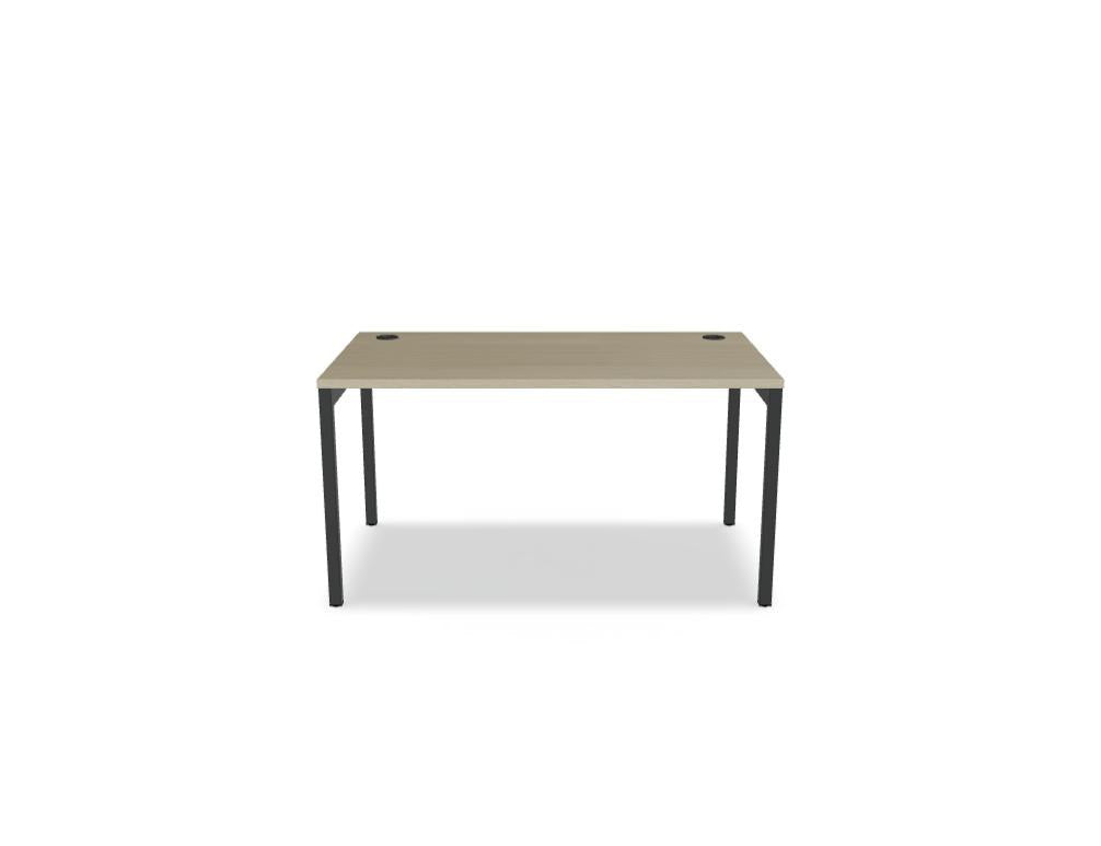 Schreibtisch Ogi Y von Mdd mit Tischplatte in Honigeiche und schwarzem Metallgestell, Profil 40x40 mm, für Büroarbeitsplätze.