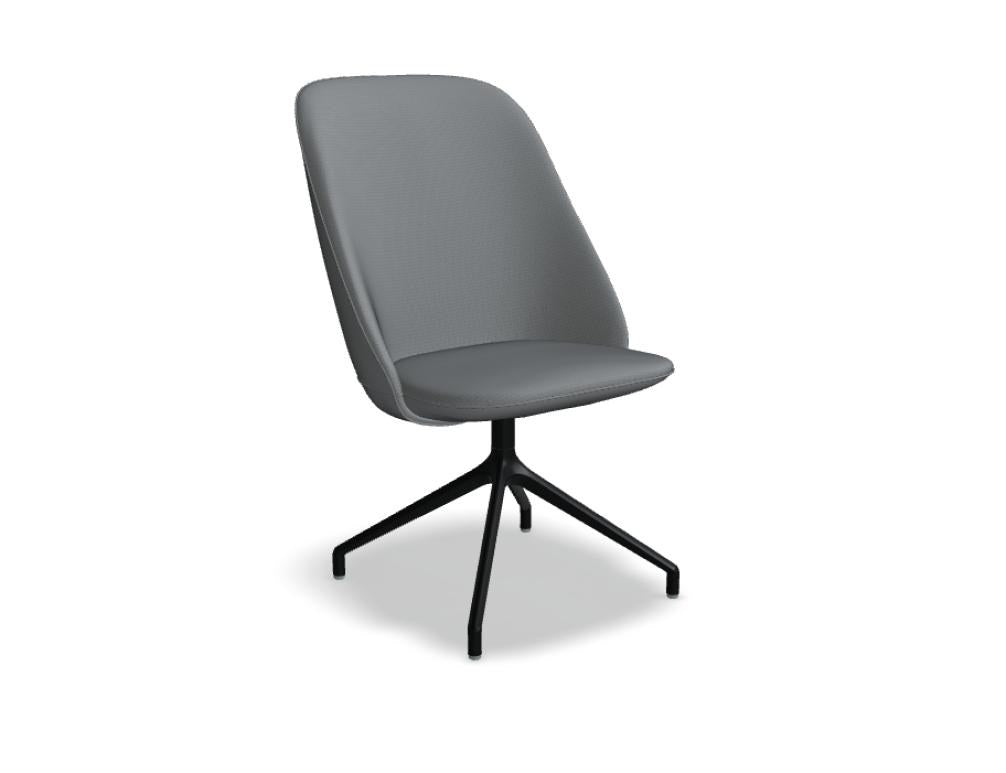 Ziegelroter Konferenzsessel Paralel mit gepolsterter Sitzfläche, geformter Rückenlehne und Aluminium-Drehgestell auf vier Sternfüssen.