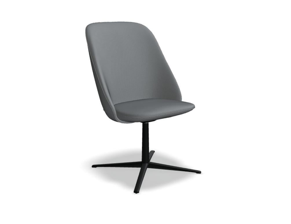 Loungesessel Paralel mit gepolsterter Sitzschale in Dunkelbeige, 4-Sternfuss-Drehgestell aus Aluminium, organische Form von Mdd