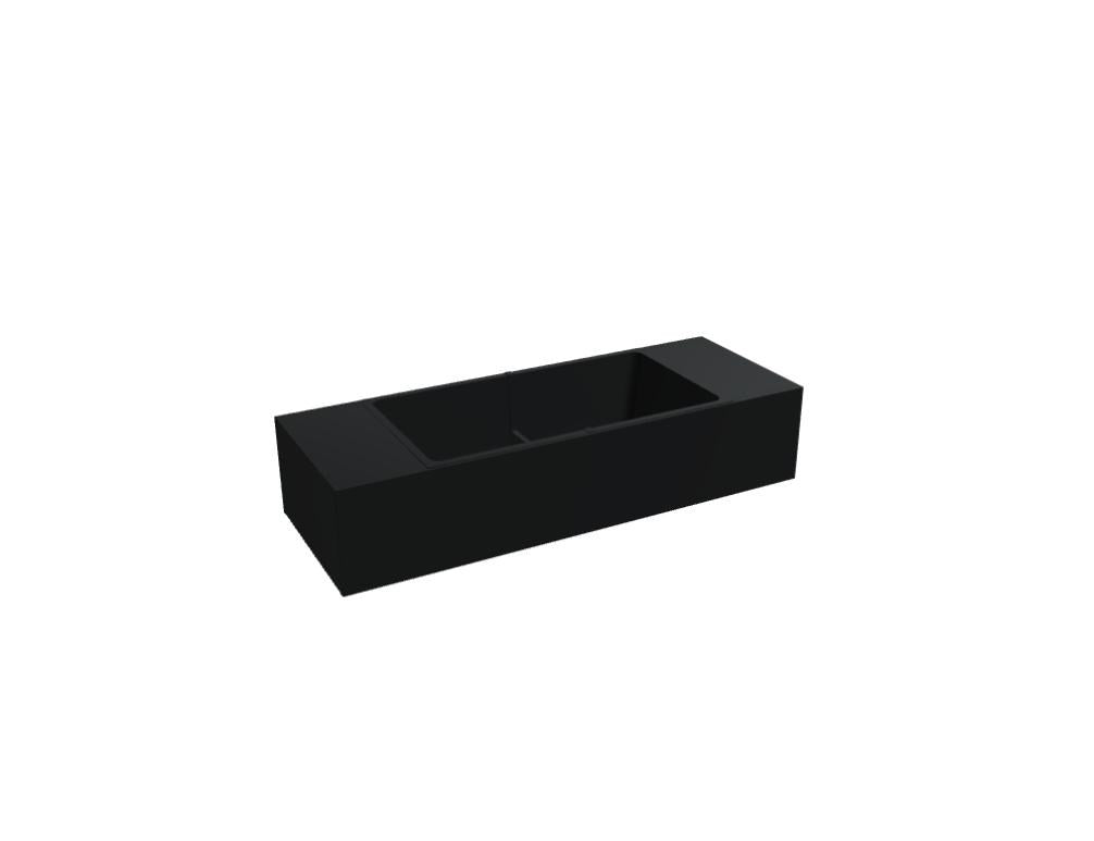 Blumentopf-Aufsatz aus Spanplatte in Honigeiche mit schwarzem Kunststoffeinsatz, montiert auf einem Büroschrank der Serie Standard.