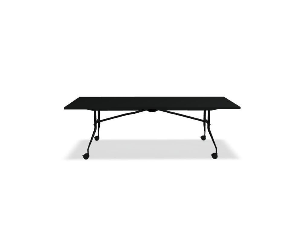 Plicá PCP02 Klapptisch: Moderner Konferenztisch mit praktischer Klappe, helles Holzfinish, stabile Metall beine, ideal für Meetings und flexible Raumnutzung.
