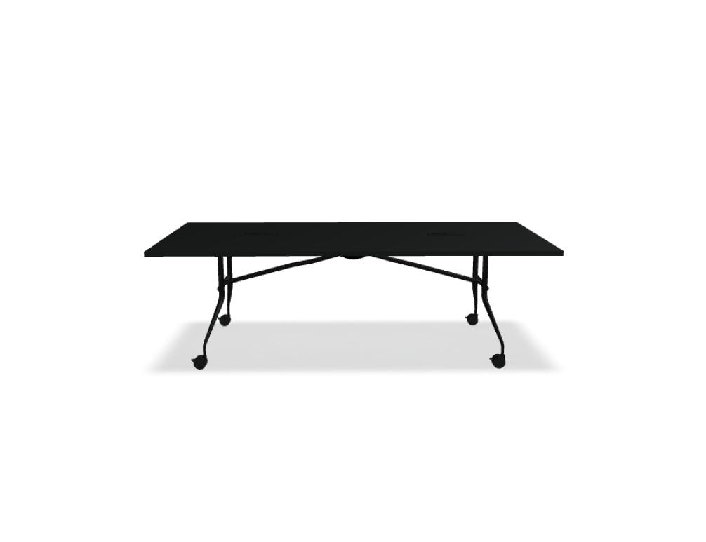 Plica PCP022: Moderner Konferenztisch mit faltbarer Mechanik, leichtes Gestell, mattes Holzfinish, ideal für flexibel nutzbare Besprechungsbereiche