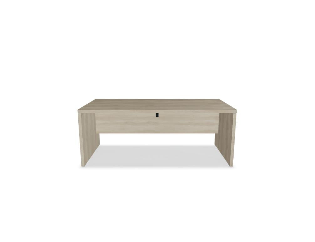 Bürotisch Quando Q19: moderner Chefschreibtisch mit schmaler Ablage, klarer Linienführung, rechteckige Magnetschublade und stabiler Holzoptik, ideal für produktives Arbeitszimmer