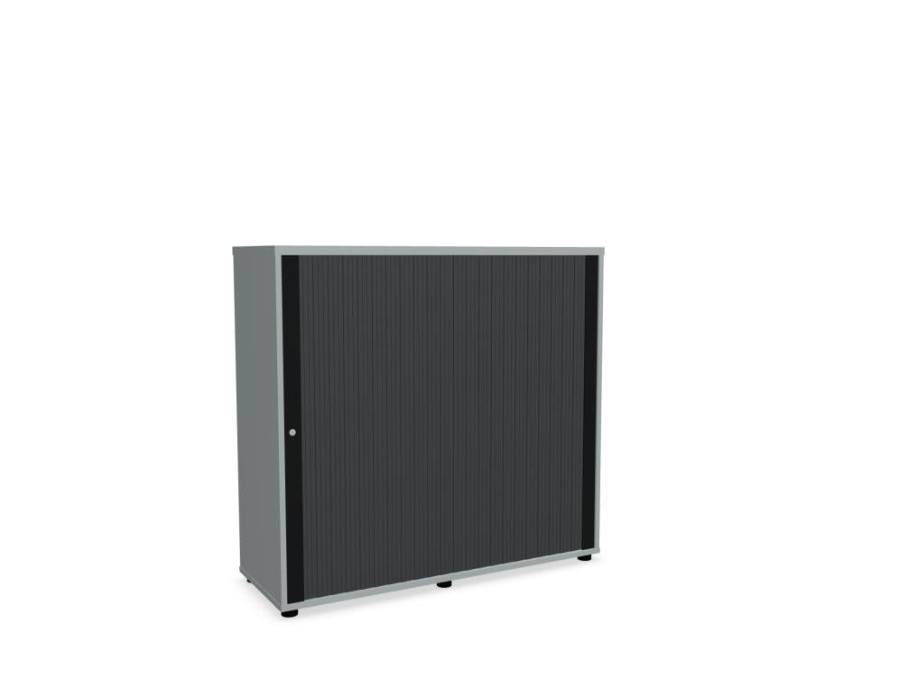 Jalousieschrank Standard A3L06 von MDD, Büroschrank aus Metall mit schlanker Struktur, silbernes Finish, seitlich versteckte Jalousie-Fronten und geräumigem Innenbereich
