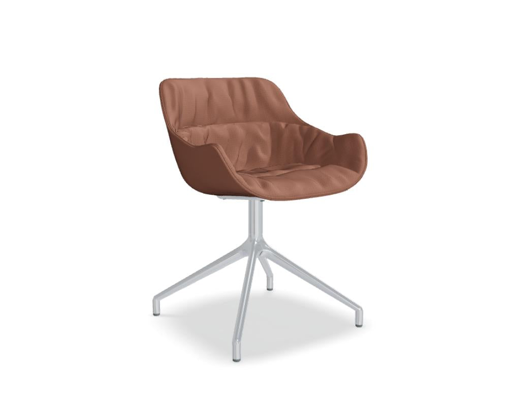 Baltic Soft Duo BL5PP19 Drehstuhl von Mdd mit gepoliertem Aluminiumgestell, Rollen und gepolsterter Sitzschale