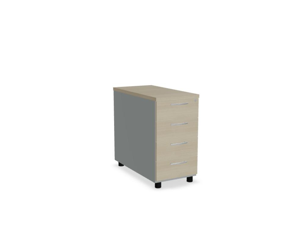 Weisser Standcontainer mit Melaminplatte, Metallschubladen und Aluminiumgriffen, Masse 100x60x74 cm, Korpus-Möbel von Mdd.