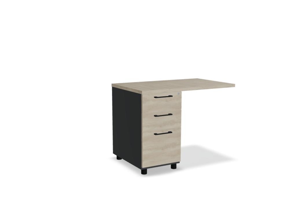 Weisser Standcontainer mit Melaminplatte, Metallschubladen und Aluminiumgriffen, Masse 100x60x74 cm, Korpus-Möbel von Mdd.