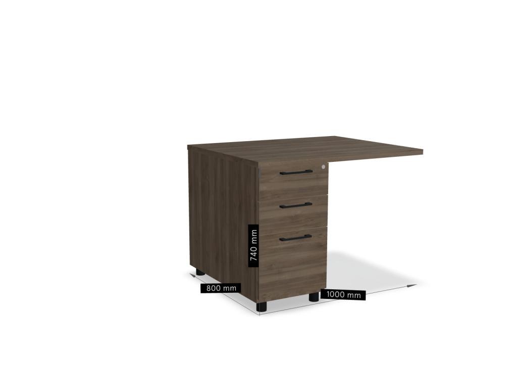 Weisser Standcontainer mit Melaminplatte, Metallschubladen und Aluminiumgriffen, Masse 100x60x74 cm, Korpus-Möbel von Mdd.