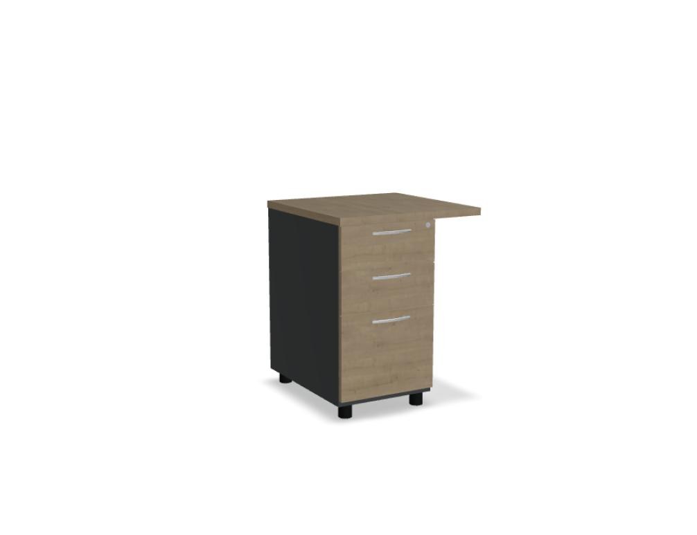 Weisser Standcontainer mit Melaminplatte, Metallschubladen und Aluminiumgriffen, Masse 100x60x74 cm, Korpus-Möbel von Mdd.