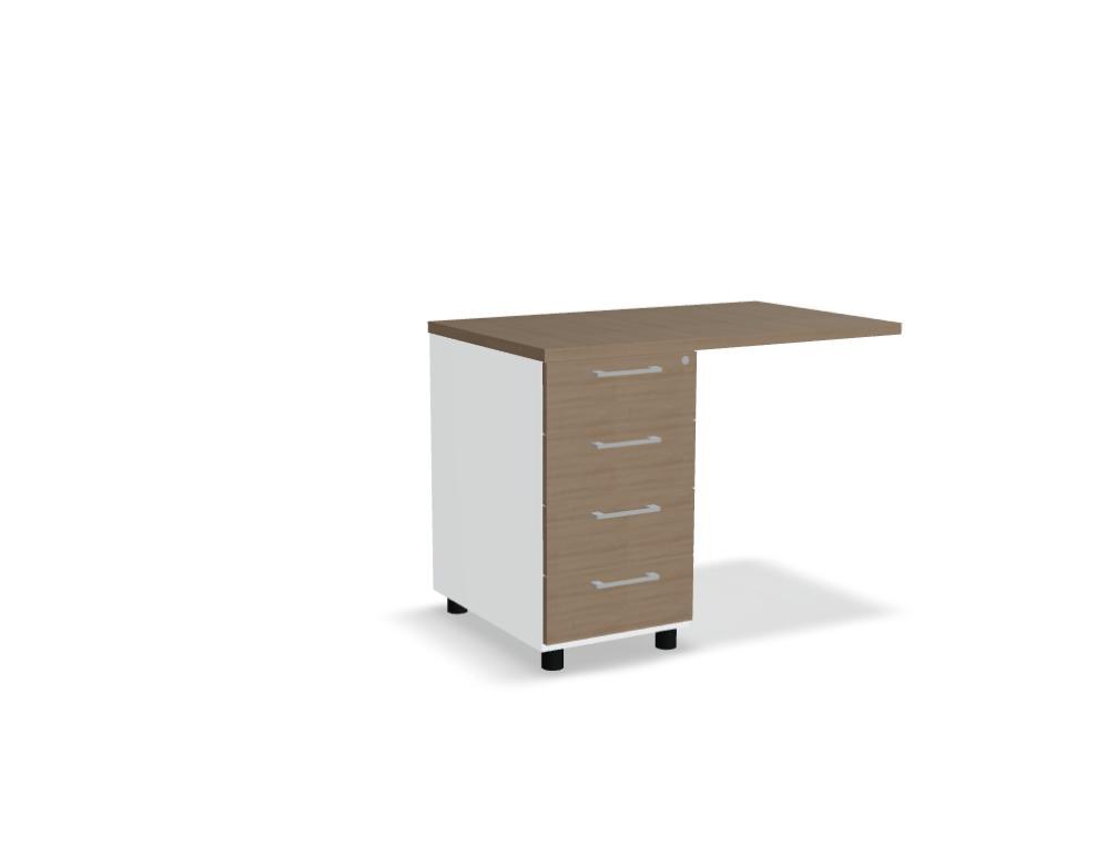 Weisser Standcontainer mit Melaminplatte, Metallschubladen und Aluminiumgriffen, Masse 100x60x74 cm, Korpus-Möbel von Mdd.