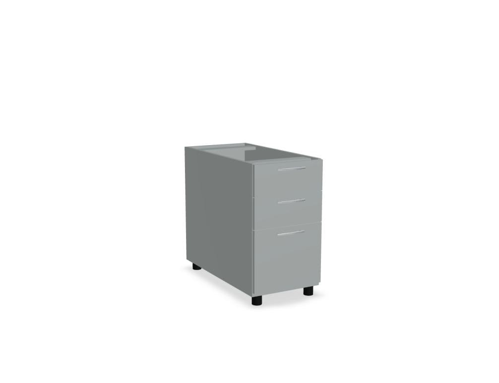 Weisser Standcontainer mit Melaminplatte, Metallschubladen und Aluminiumgriffen, Masse 100x60x74 cm, Korpus-Möbel von Mdd.