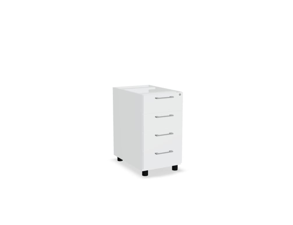 Bild zeigt den Standard KDT064 Standcontainer aus der Korpus-Kollektion von Mdd, eleganter stehender Möbelblock mit offenen Fächern und schlanken Linien in zeitlosem, dunklem Holzfinish.