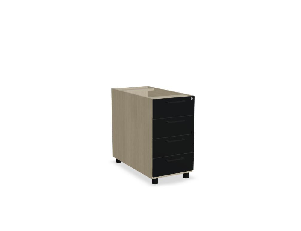 Weisser Standcontainer mit Melaminplatte, Metallschubladen und Aluminiumgriffen, Masse 100x60x74 cm, Korpus-Möbel von Mdd.