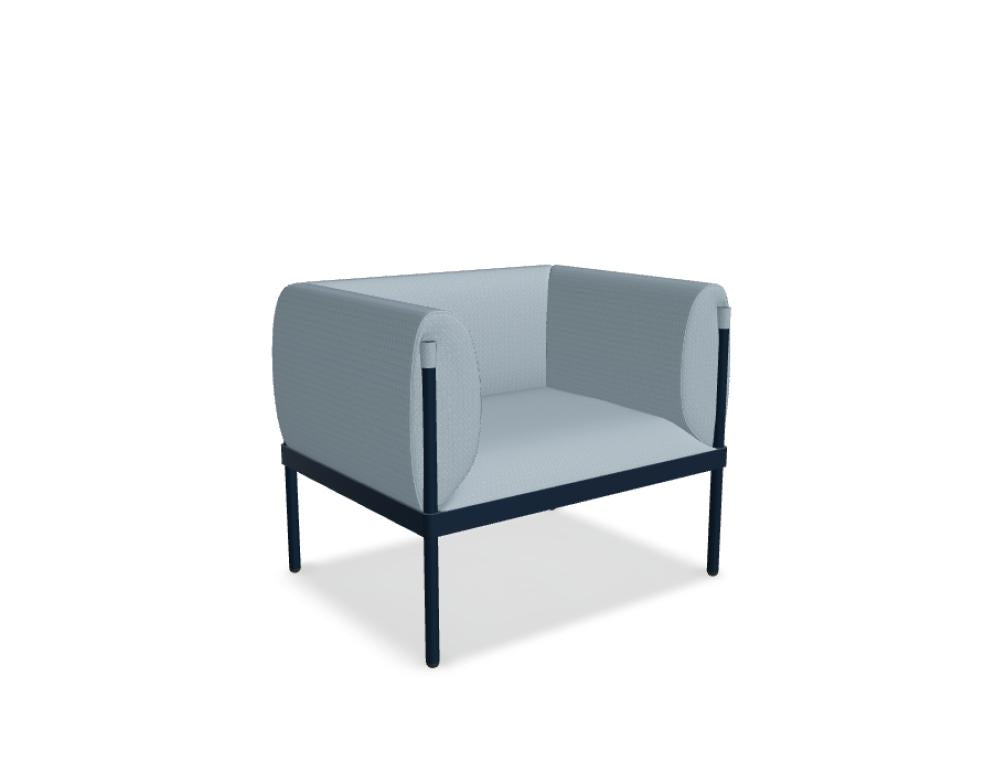 Sessel Stilt SIS1 mit niedriger Rückenlehne, modernes Design, komfortable Sitzfläche, dunkles Holzgestell, stilvolle Lounge-Atmosphäre aus der Kategorie Sessel von Mdd.