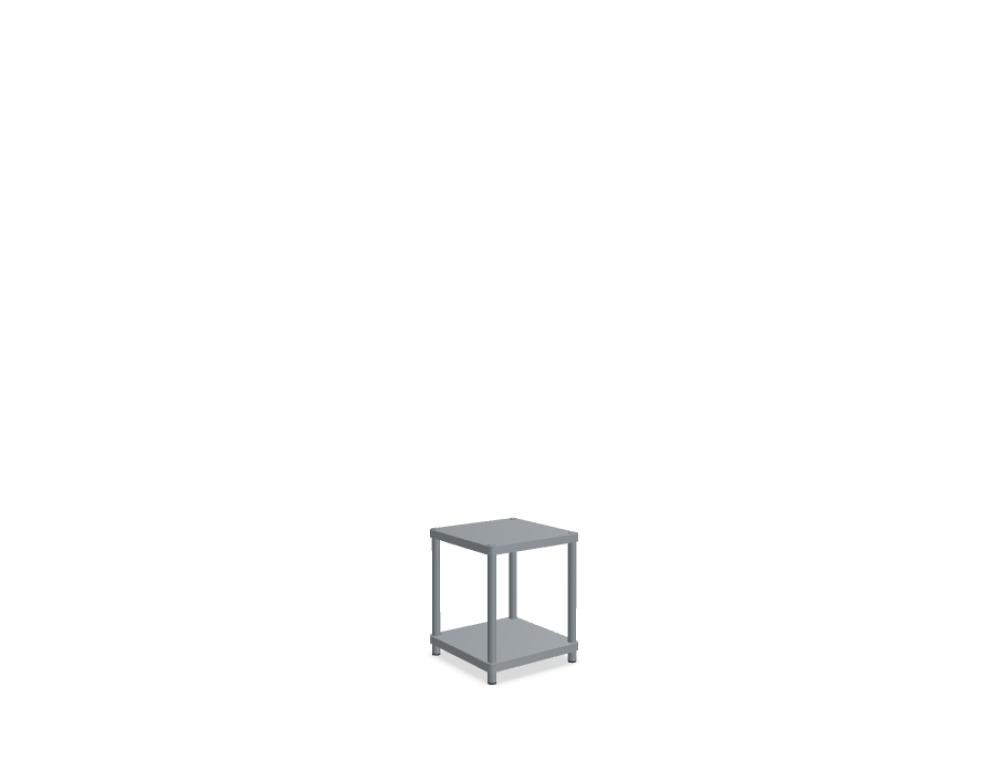 Standregal Stilt von Mdd in Blau Halbmatt, MDF-Platten mit Metallrahmen und Stahlprofilen, modulare Fachböden und Bodenplatte.