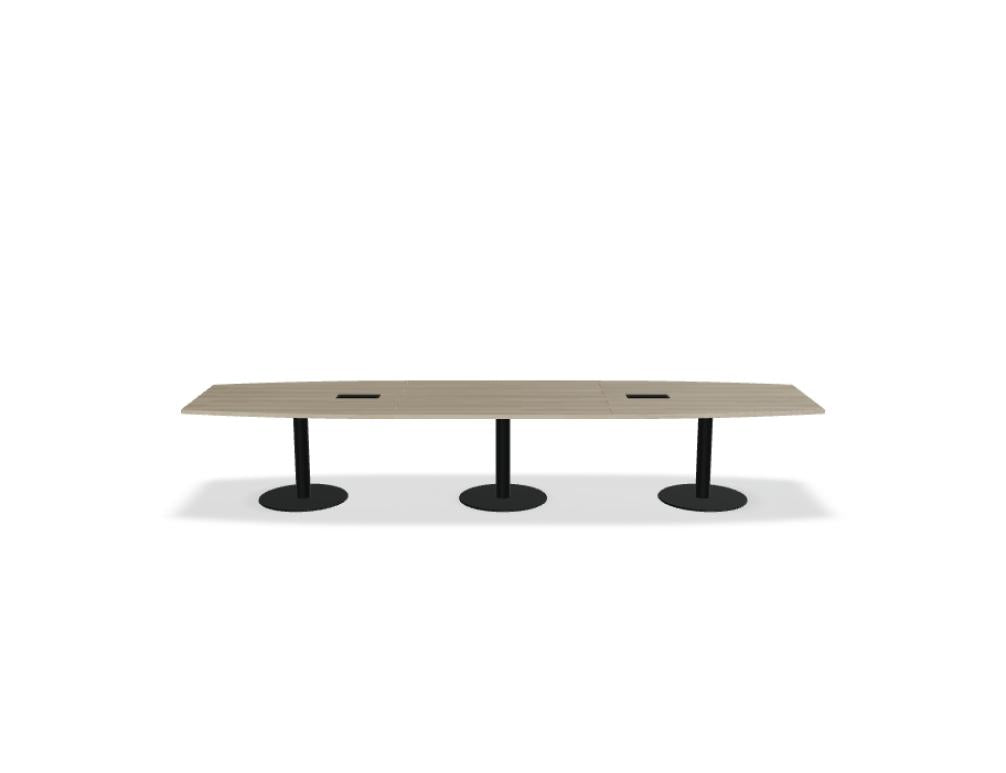 Bild des Tack ST16 Esstisches von Mdd in moderner, dunkler Holzoptik mit schlanken Metallbeinen, rundem Eichen-Ton-Top, elegantem Design und klarer Linienführung