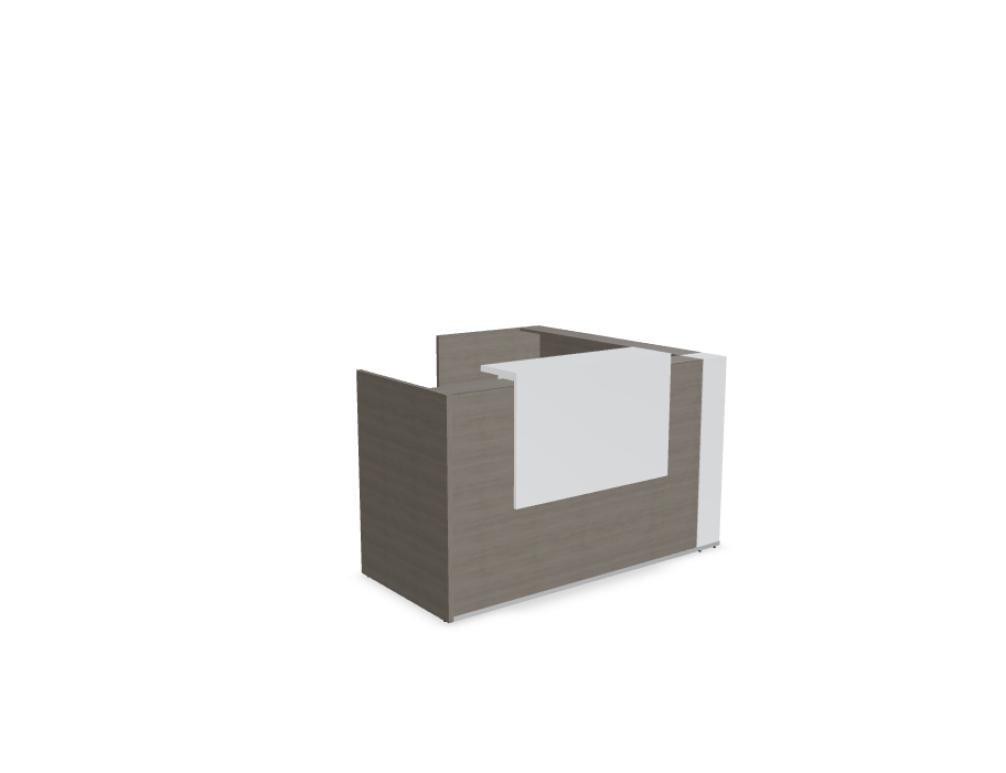 Mdd Tera TRA26 Empfangsdesk mit modularer Thekenfront, Holzdekor und weißen Elementen für moderne Empfangsbereiche