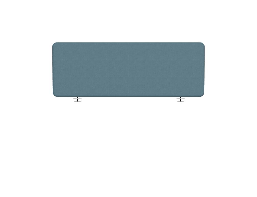 Grünes gepolstertes Paneel Twin für Schreibtische von Mdd, Spanplattenkonstruktion mit Stoffbezug und Dekorleiste, montiert mit Metallhalterung.