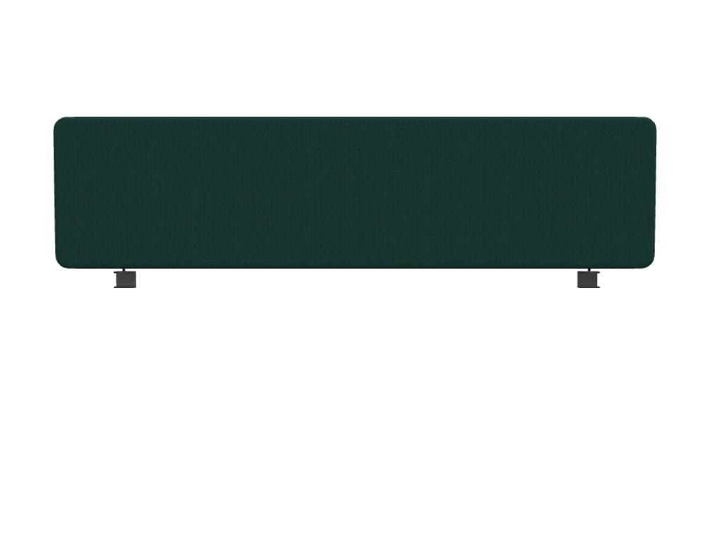 Grünes gepolstertes Paneel Twin für Schreibtische von Mdd, Spanplattenkonstruktion mit Stoffbezug und Dekorleiste, montiert mit Metallhalterung.