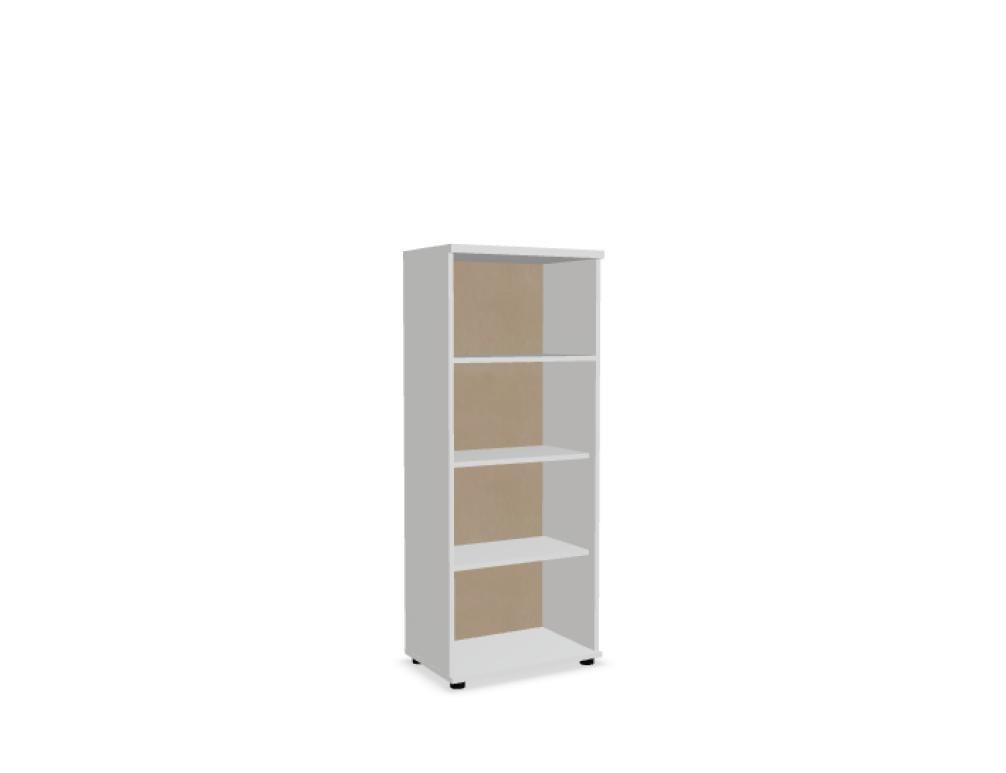 Schwarzes Standregal Basic von Mdd aus Melaminplatte mit mehreren Fachböden, geschlossener Rückwand und Stellfüssen, freistehend fotografiert.