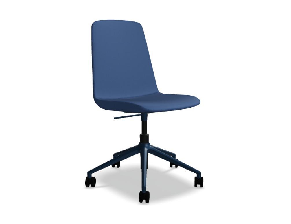 UKP22 Stuhl: Höhenverstellbarer Drehstuhl mit rollen, modernes Design, ergonomische Sitzfläche, Schwarze Struktur, kompakte Silhouette, ideal fürs Home-Office